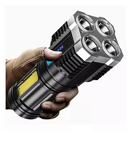 Lanterna Potente 4 Led Recarregavel Tatica Usb