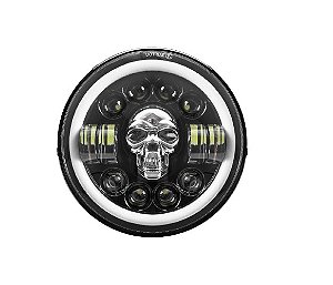 Par Farol Led Angel Eyes 7 Polegadas Caveira RGB