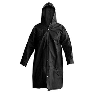 Capa de Chuva Forrada Preta Com Manga