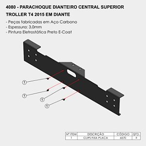 Parachoque Dianteiro Central Superior Troller 2015 em Diante - MOD2