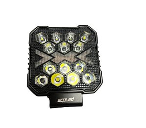 Farol Auxiliar Milha Led 50W C/DRL Ambar e Strobo Quadrado