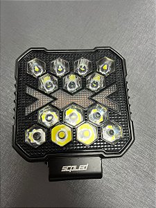 Farol Auxiliar Milha Led 50W C/DRL Ambar e Strobo Quadrado