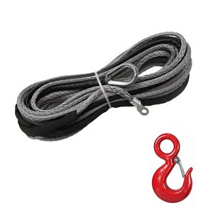 Cabo Sintético 11mm Com Passador Inox e Gancho 16.000LBS e 25 Metros