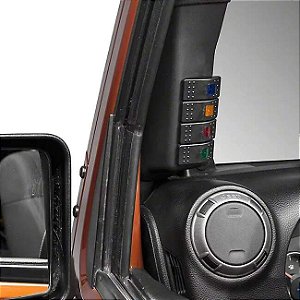 Suporte Coluna A + 4 interruptores Rocker Switch - Wrangler JK/JKU 2011 a 2018