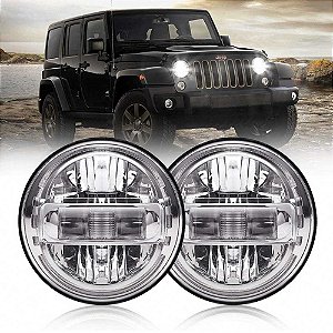 Par de Farol Led Jeep Wrangler JL JLU e Gladiator 7 Polegadas Cromado