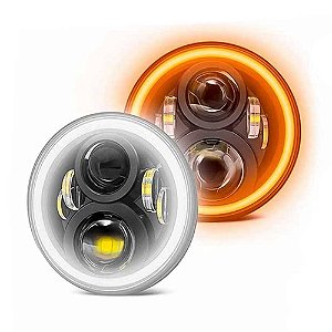 Par Farol Led Angel Eyes e Seta Laranja 7 Polegadas