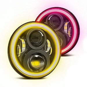Par Farol Led Angel Eyes 7 Polegadas RGB 16 Milhões de Cores