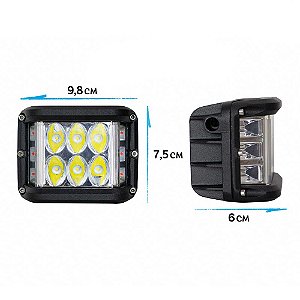 Farol de Milha 60W com Lentes Laterais Super Color Led Ambar