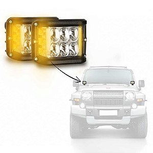 Farol de Milha 60W com Lentes Laterais Super Color Led Ambar