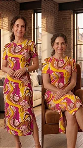 Vestido Karina Feminino Estampado Midi