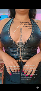 Corselet Cropped Bold Style em Material Sintético