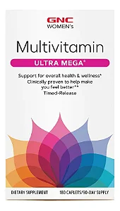 Suplemento Multivitamínico GNC Ultra Mega Womens 180 cápsulas