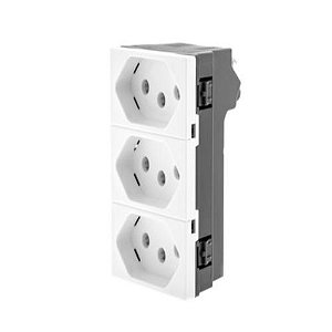 Tomada Triplex 2P+T 10A 250V B.Auto Branca Pial Plus+