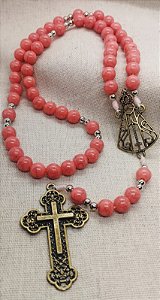 Terço Nossa Senhora Conta Marmorizada Goiaba