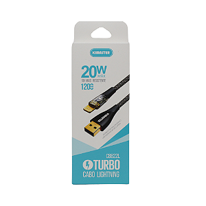 Cabo Kimaster Turbo USB p/ Lightning 5A 20W com LED 1,2m - CB822L