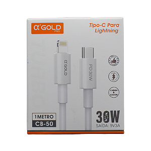 Cabo de Carga A'Gold Pro Tipo C p/ Lightning 1m - CB50