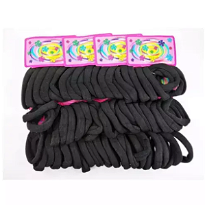 Elástico Rabicó Para Cabelo Preto C/6 Unidades