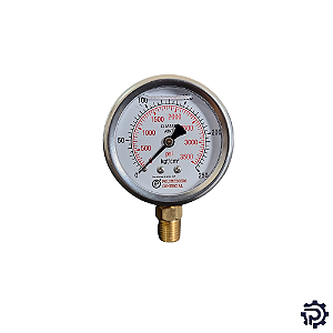 Manômetro Inox 100mm Glicerina 1/2" NPT Saída Vertical - Escala a definir abaixo
