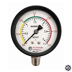 Manômetro Autoclave 63mm 3 kgf/cm² 143°C 1/4" BSP Reto Inox