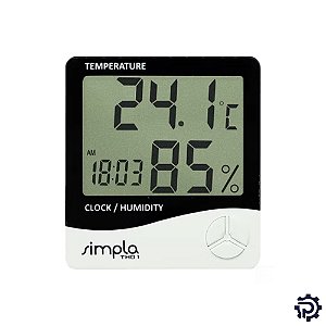 Termo-Higrômetro Digital Temperatura Umidade c/ Máx Mín Relógio PLTH01