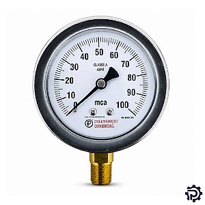Manômetro Teste de Vazamento 63mm Inox Glicerina (10 a 200 MCA)