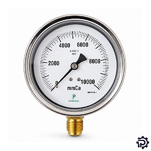 Manômetro Capsular Baixa Pressão 1/2" NPT (2000 a 10000 mmCA)
