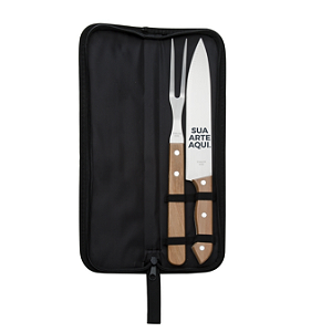 Kit Churrasco 2 Peças Inox com Estojo