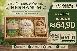 Conheça o Artesanal - Kit com 3 sabonetes ( Fresh, Calma Bôtanica e Terra Serena)