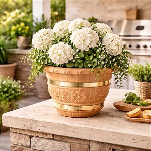 Cachepô Decorado Plástico Colibri 3,72 Litros 22 cm Imbuia