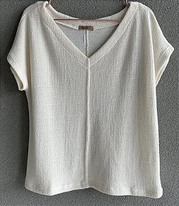Blusa gola V tricot Baunilha