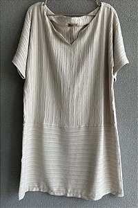 Vestido Crepe de algodão bege curto
