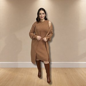 Conjunto Sirlene | Tricô Mousse - Vestido + Maxi Cardigan
