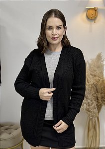 Maxi Cardigan Tati | Tricô detalhes Trança