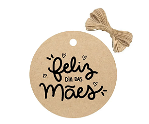 Tags Personalizadas Dia das Mães – Kraft 180g bolinha 50mm com cordão