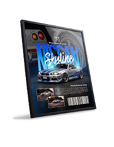 Quadro Decorativo Carro Skyline R34 C/ Moldura E Vidro