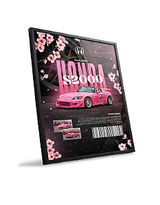 Quadro Decorativo Carro Honda S2000 C/ Moldura E Vidro