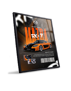 Quadro Decorativo Carro Mazda Rx-7 C/ Moldura E Vidro