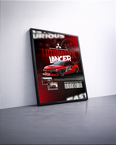 Quadro Decorativo Carro Mitsubishi Lancer EVO IX C/ Moldura E Vidro
