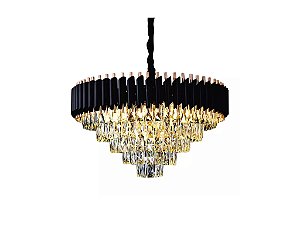 PENDENTE 75×43CM E14×15 METAL PRETO+CRISTAL TRANSPARENTE CABO:1M