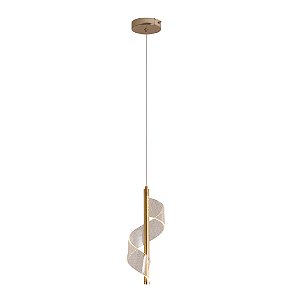 Pendente LED Dourado em Metal e Acrilico 30cm 4W 3000K Bivolt (QD05234)