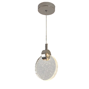 Pendente LED Cromado e Cristal Transparente 5W 3000K Bivolt (DCD02166D)