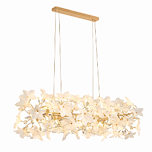 Pendente Metal Dourado e Vidro Branco 18xG9