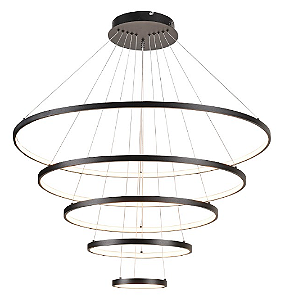 Pendente LED Preto em Ferro e Silicone 188W Bivolt 3000K 4000K 6000K (FD16010)