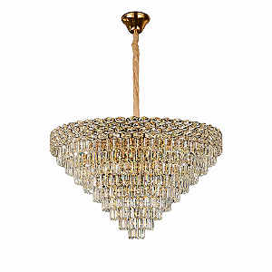 Pendente Metal Dourado com Cristal Transparente 22xE14