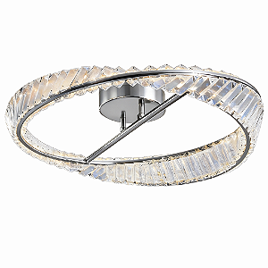 Plafon LED Metal Cromado e Cristais 26W 3000K Bivolt