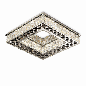Plafon LED Cromado com Cristal 35cm 32W Bivolt com Controle Remoto
