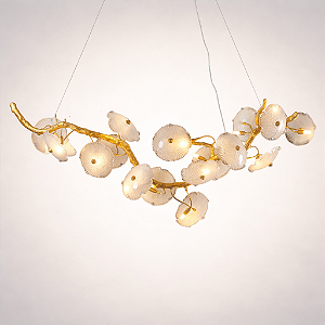Pendente Dourado com Vidro 165cm 16 lâmpadas G9 Cabo 2M (DCD01740)