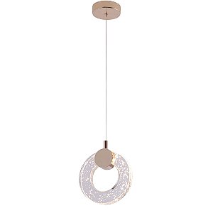 Pendente LED Dourado em Metal e Critasl 15cm 6W 3000K Bivolt (QD05128)