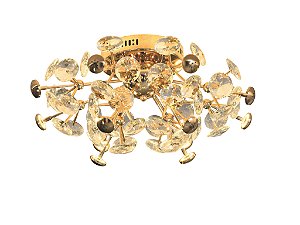 Plafon Dourado de Cristal 62x30cm com 12 lâmpadas G4 (DCX06217)