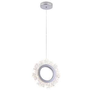Pendente LED Cromado em Metal e Acrilico 20cm 6W 3000K Bivolt (QD05188)